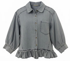 "Taylor" Denim Top - The Katie Grace Boutique