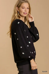 "Eva" Embroidered Sweater - The Katie Grace Boutique