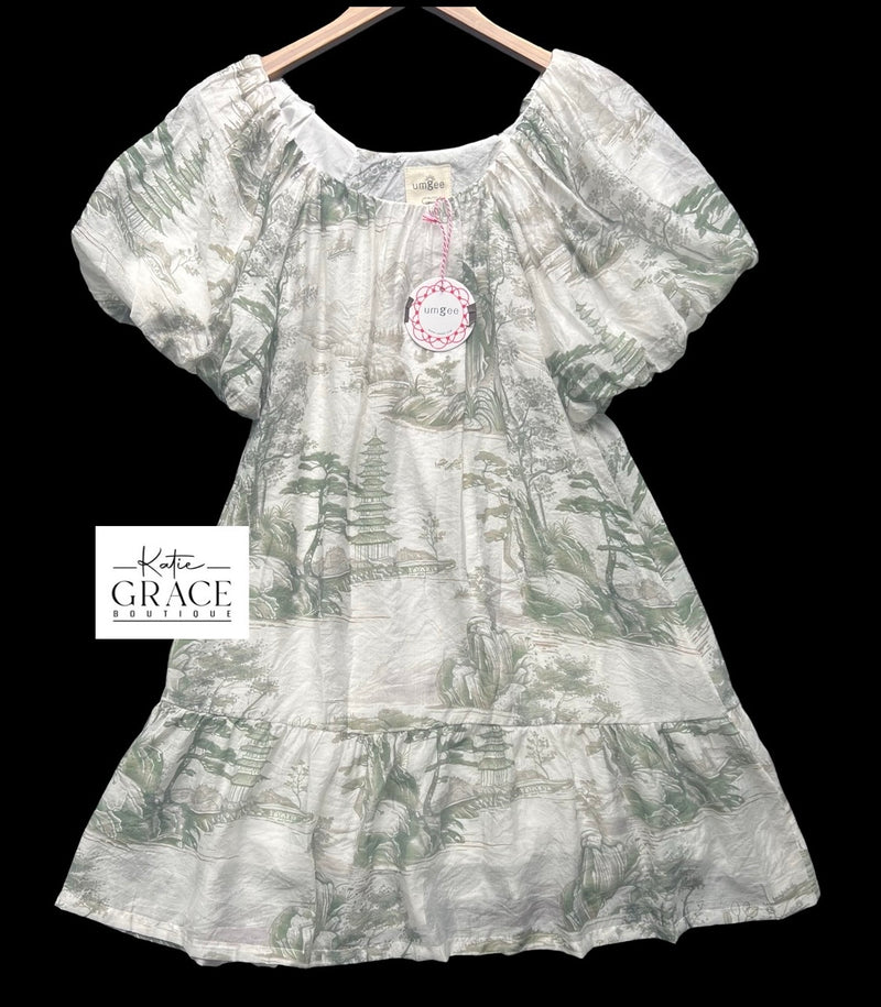 "Avery" Toile Dress, Green - The Katie Grace Boutique