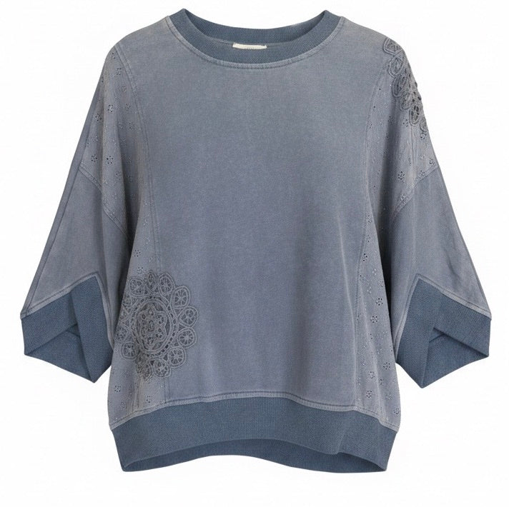 "Percy" Mineral Washed Top, Blue - The Katie Grace Boutique