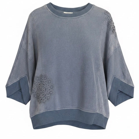 "Percy" Mineral Washed Top, Blue - The Katie Grace Boutique