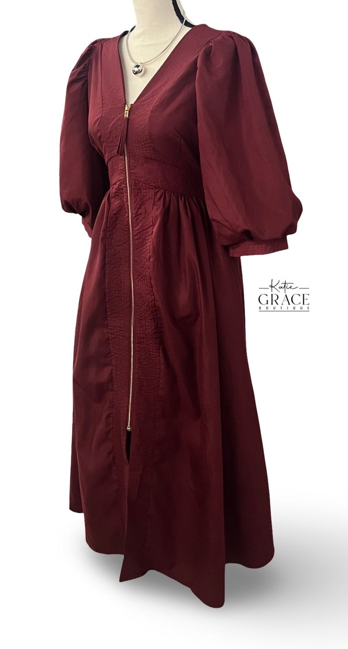 "Maizie" Midi  Zipper Dress - The Katie Grace Boutique