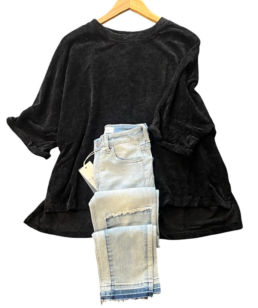 "Gracie" Oversized Velvet Chenille Top - The Katie Grace Boutique