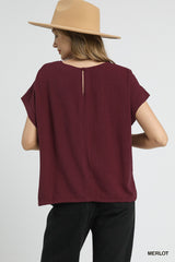 "Abby" Linen Blend Top - The Katie Grace Boutique