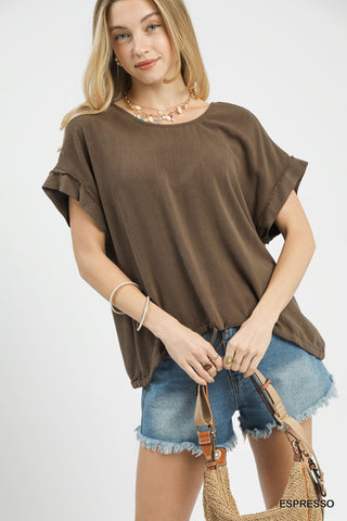 "Choca"  Linen Blend Top - The Katie Grace Boutique