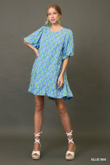 "Amelia" Leaf Motif Dress - The Katie Grace Boutique