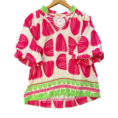 "Lilly" Printed Blouse - The Katie Grace Boutique