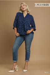 "Nora" Jacquard Blouse, Plus - The Katie Grace Boutique