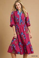 "Christine" Floral Midi Dress - The Katie Grace Boutique