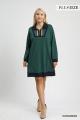 "Tabitha" Waffle Knit Zip Collar Dress, Plus - The Katie Grace Boutique