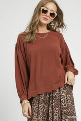 "Sarah" Linen Blend Blouse, 2 colors - The Katie Grace Boutique
