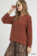 "Sarah" Linen Blend Blouse, 2 colors - The Katie Grace Boutique