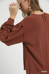 "Sarah" Linen Blend Blouse, 2 colors - The Katie Grace Boutique