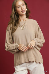 "Sarah" Linen Blend Blouse, 2 colors - The Katie Grace Boutique