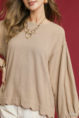 "Sarah" Linen Blend Blouse, 2 colors - The Katie Grace Boutique