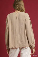"Sarah" Linen Blend Blouse, 2 colors - The Katie Grace Boutique