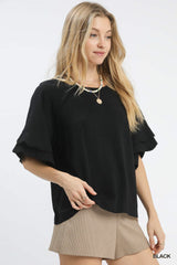 "Eva" Linen Top - The Katie Grace Boutique