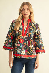 "Poppy" Floral Blouse - The Katie Grace Boutique