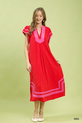 "Catrina" Linen Blend Midi Dress - The Katie Grace Boutique