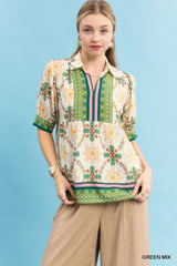 "Ginger" Printed Blouse - The Katie Grace Boutique