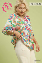 "Deidre" Paisley Blouse, Plus - The Katie Grace Boutique