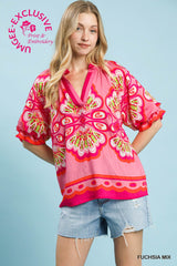 "Bianca" Printed Blouse - The Katie Grace Boutique