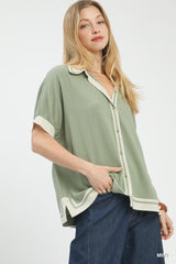 "Nora" Linen Button Down - The Katie Grace Boutique