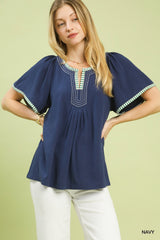 "Eleanor" Linen Blend Top, 2 colors - The Katie Grace Boutique