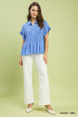 "Kirsten" Linen Blend Blouse - The Katie Grace Boutique