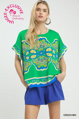 "Gem" Medallion Blouse - The Katie Grace Boutique