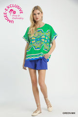"Gem" Medallion Blouse - The Katie Grace Boutique