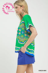 "Gem" Medallion Blouse - The Katie Grace Boutique