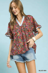 "Leena" Floral Blouse - The Katie Grace Boutique