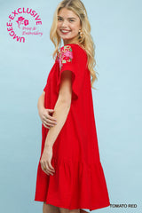 "Cheri" Embroidered Dress - The Katie Grace Boutique