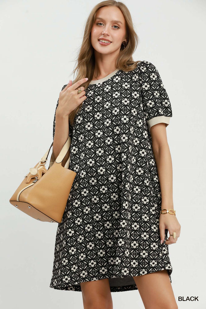"Quinn" Floral Texture Dress - The Katie Grace Boutique