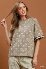 "Manda" Jacquard Top - The Katie Grace Boutique
