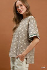 "Manda" Jacquard Top - The Katie Grace Boutique