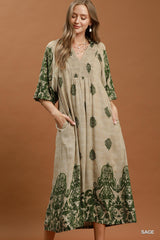 "Annie" Midi Dress, Green - The Katie Grace Boutique