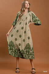 "Annie" Midi Dress, Green - The Katie Grace Boutique