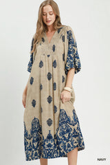 "Annie" Midi Dress, Blue - The Katie Grace Boutique