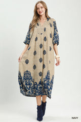 "Annie" Midi Dress, Blue - The Katie Grace Boutique