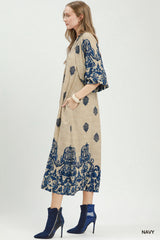 "Annie" Midi Dress, Blue - The Katie Grace Boutique