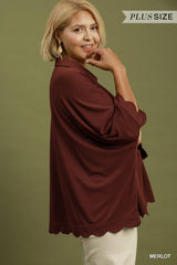 "Miley" Scalloped Blouse, Plus - The Katie Grace Boutique