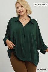 "Haley" Scalloped Hew Blouse, Plus - The Katie Grace Boutique