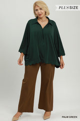 "Haley" Scalloped Hew Blouse, Plus - The Katie Grace Boutique
