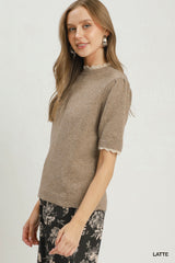 "Andrea" Short Sleeve Sweater - The Katie Grace Boutique