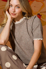 "Andrea" Short Sleeve Sweater - The Katie Grace Boutique