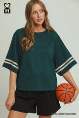 "Macy" Luxe Knit Top with Stripe - The Katie Grace Boutique
