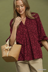 "Gina" Animal Design Blouse , 2 Colors - The Katie Grace Boutique
