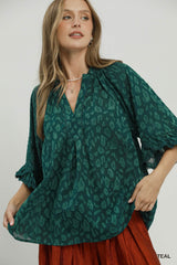 "Gina" Animal Design Blouse , 2 Colors - The Katie Grace Boutique